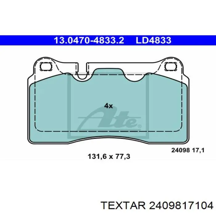 Колодки Textar 2409817104 цена, от 59.93 USD