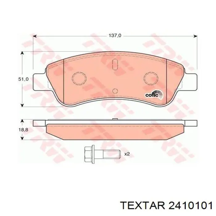Купить 2410101 Textar Колодки тормозные