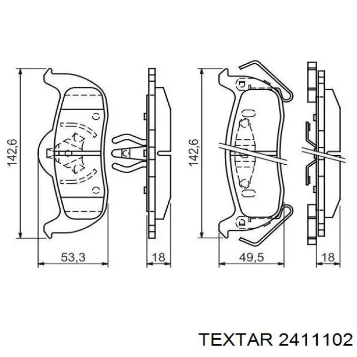 Задние тормозные колодки 2411102 Textar