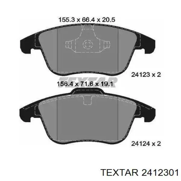 2412301 Textar колодки тормозные передние дисковые