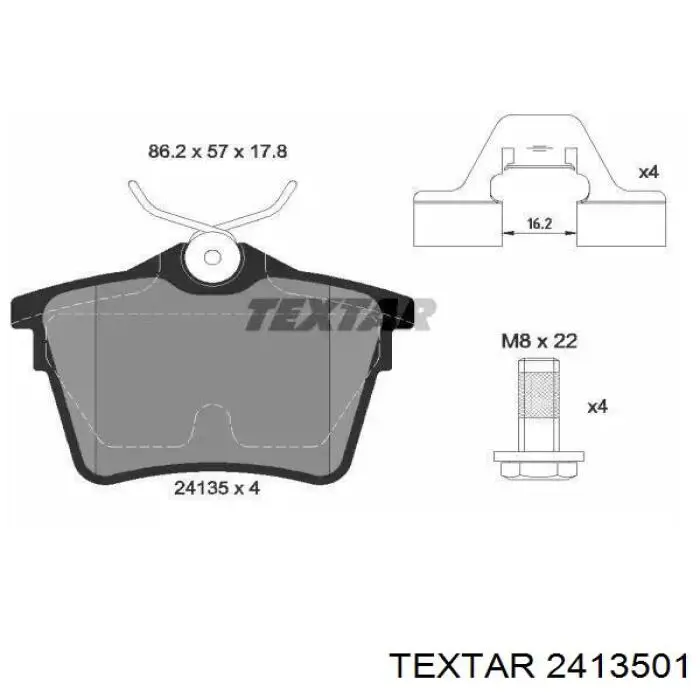 Задние тормозные колодки 2413501 Textar