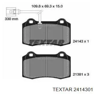 Передние тормозные колодки 2414301 Textar