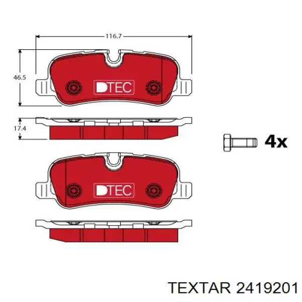 Задние тормозные колодки 2419201 Textar