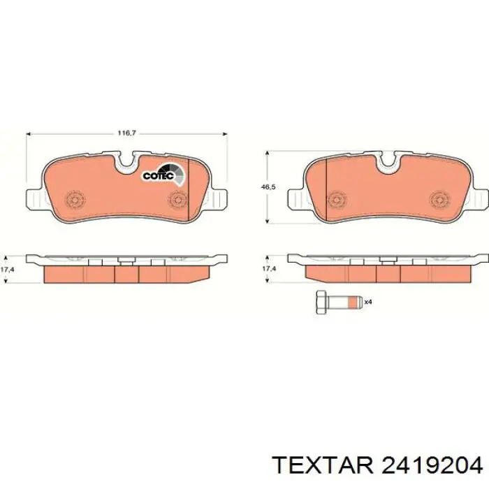 Задние дисковые колодки Textar 2419204