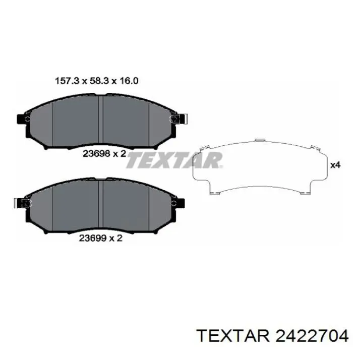 Передние тормозные колодки 2422704 Textar