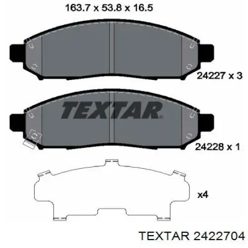 Колодки Textar 2422704 цена, от 38.74 USD