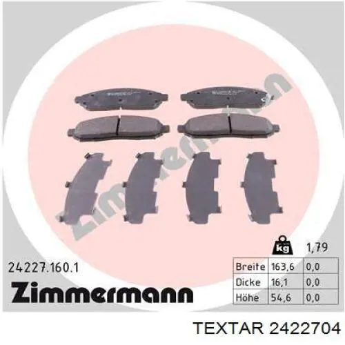 Купить 2422704 Textar Колодки тормозные