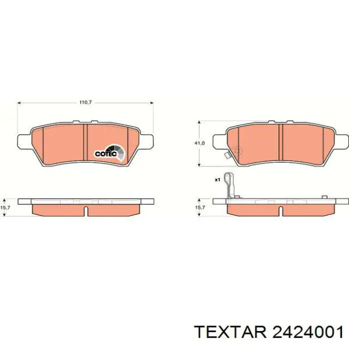 Купить 2424001 Textar Колодки тормозные задние, дисковые
