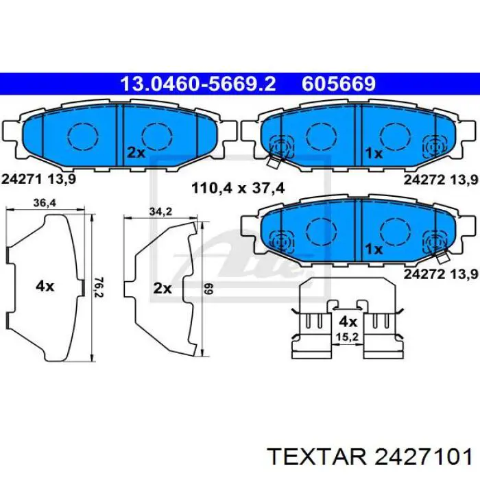 Колодки дисковые  Textar 2427101 цена, от 38.67 USD