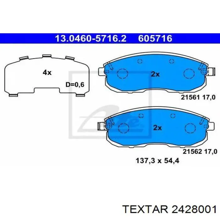 Купить 2428001 Textar Колодки тормозные