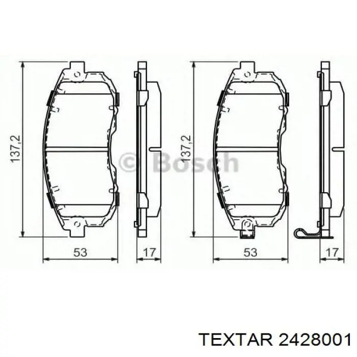 Передние тормозные колодки 2428001 Textar