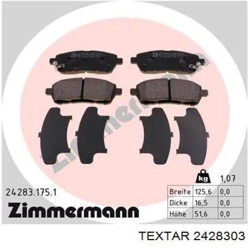 Передние тормозные колодки 2428303 Textar