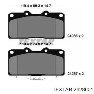 Передние тормозные колодки 2428601 Textar