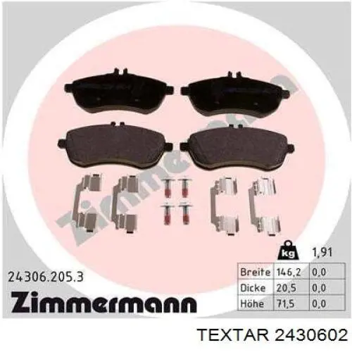 Купить 2430602 Textar Колодки тормозные