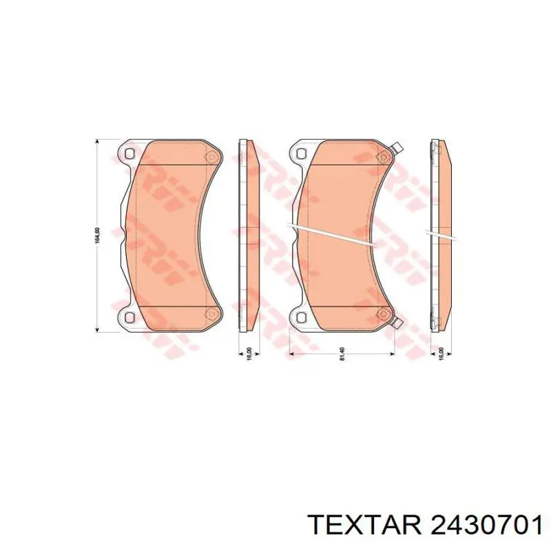 Передние тормозные колодки 2430701 Textar