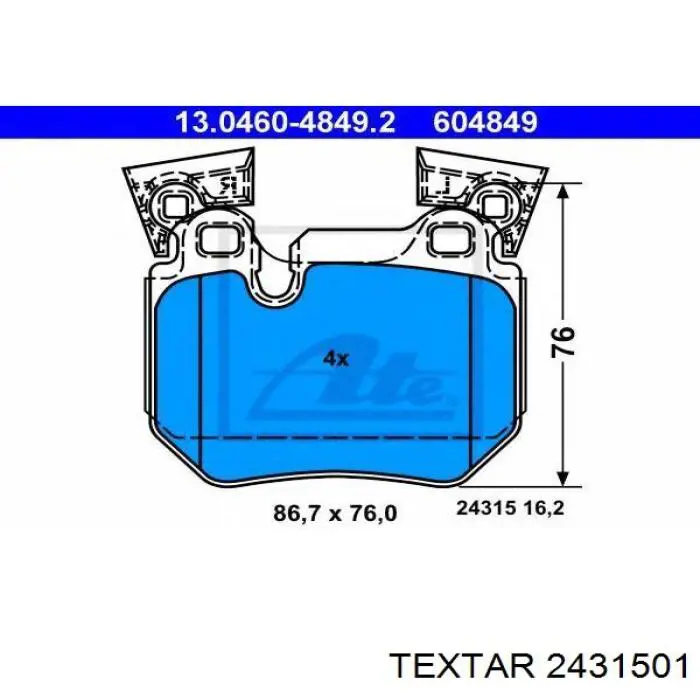 Колодки дисковые  Textar 2431501 цена, от 32.09 USD