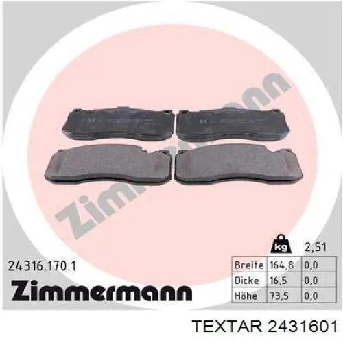 Колодки Textar 2431601 цена, от 65.79 USD
