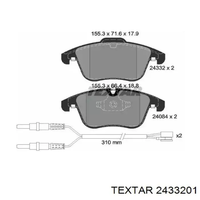 Передние тормозные колодки 2433201 Textar