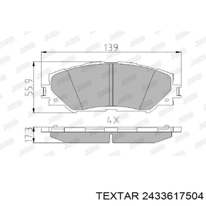 Передние тормозные колодки 2433617504 Textar
