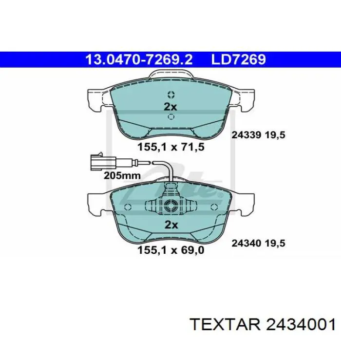 Купить 2434001 Textar Колодки тормозные