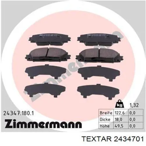 Купить 2434701 Textar Колодки тормозные