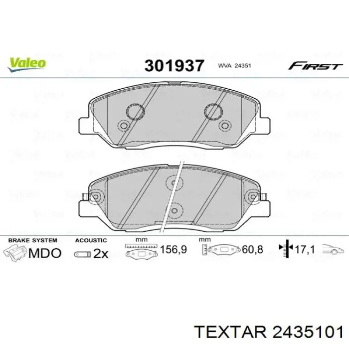 Колодки Textar 2435101 цена, от 44.99 USD