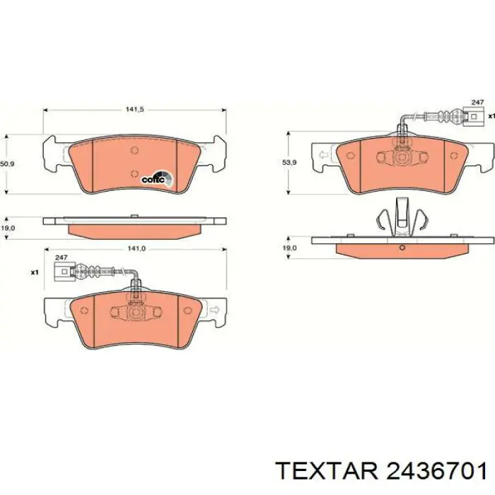 Купить 2436701 Textar Колодки тормозные задние, дисковые