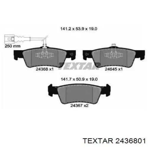 Задние тормозные колодки 2436801 Textar