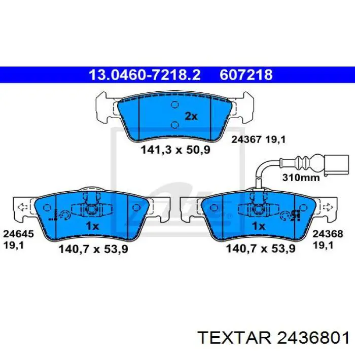 Колодки дисковые  Textar 2436801 цена, от 27.78 USD