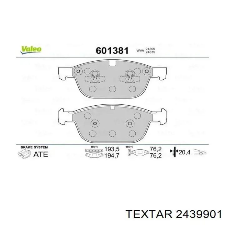 Купить 2439901 Textar Колодки тормозные