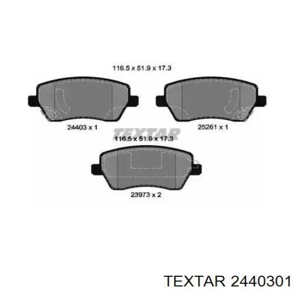 Передние тормозные колодки 2440301 Textar