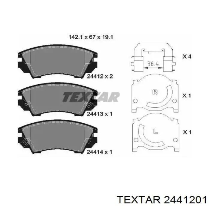 Передние тормозные колодки 2441201 Textar
