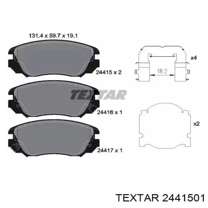 Передние тормозные колодки 2441501 Textar