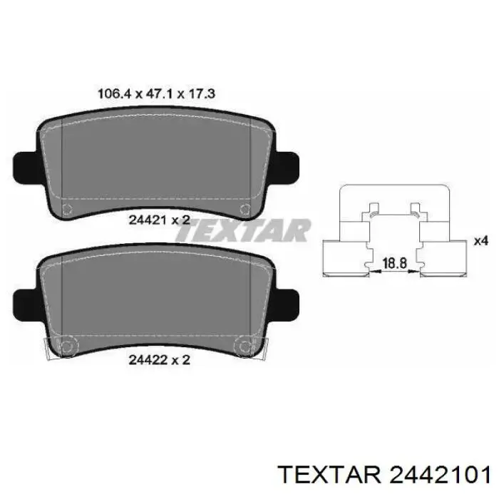 Задние тормозные колодки 2442101 Textar