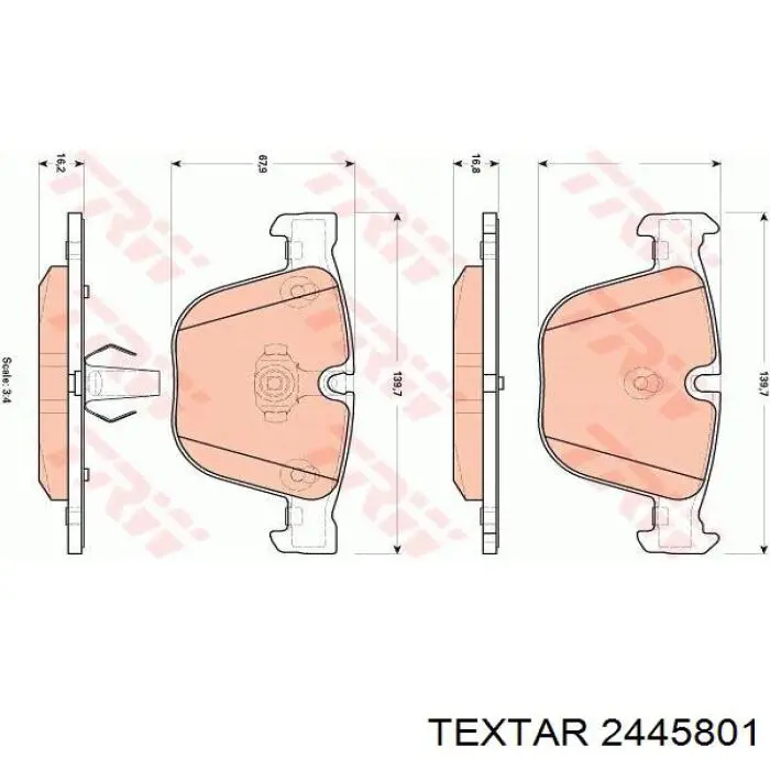 Купить 2445801 Textar Колодки тормозные задние, дисковые