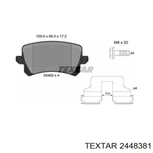 Задние тормозные колодки 2448381 Textar