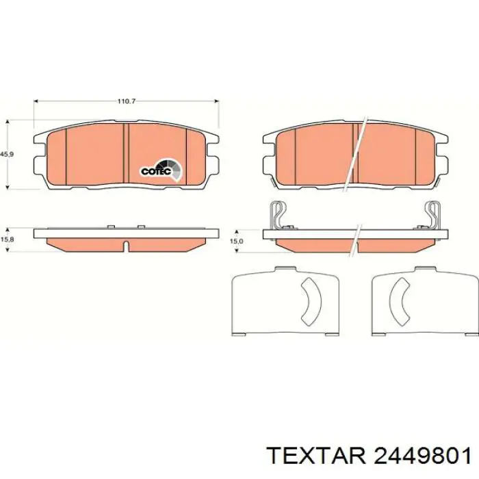 Купить 2449801 Textar Колодки тормозные задние, дисковые