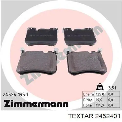 Колодки Textar 2452401 цена, от 147.22 USD