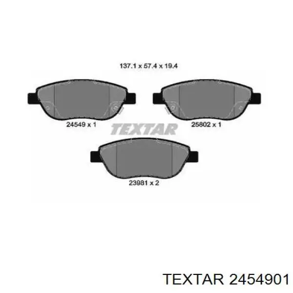 Передние тормозные колодки 2454901 Textar