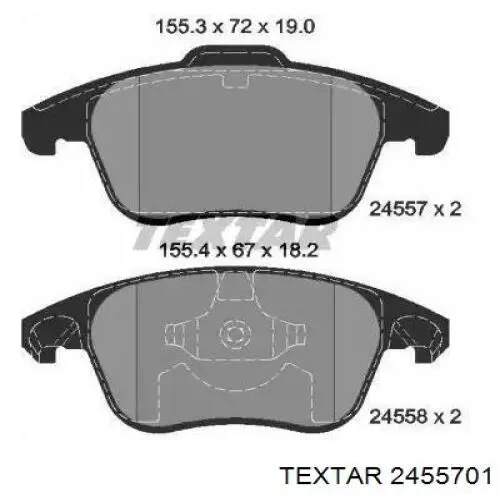 Передние тормозные колодки 2455701 Textar