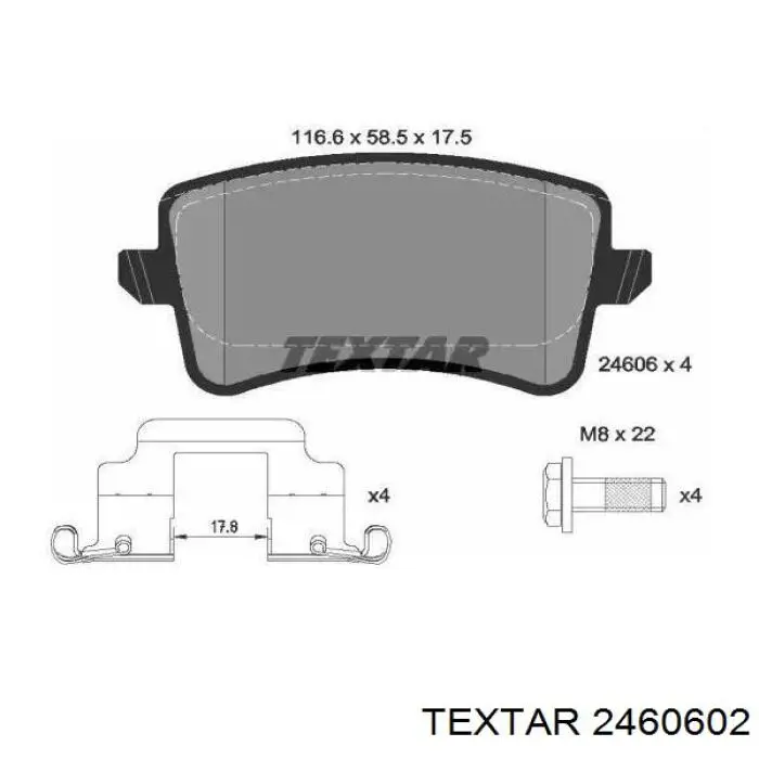Задние тормозные колодки 2460602 Textar