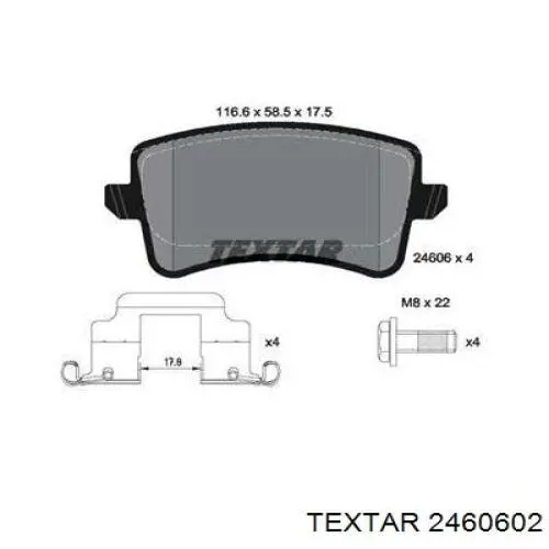 Колодки дисковые  Textar 2460602 цена, от 54.60 USD