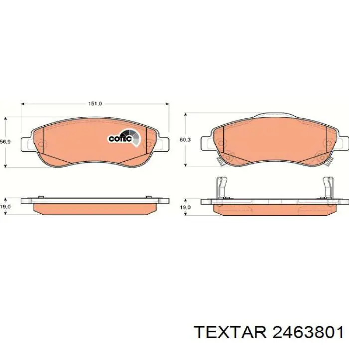 Купить 2463801 Textar Колодки тормозные