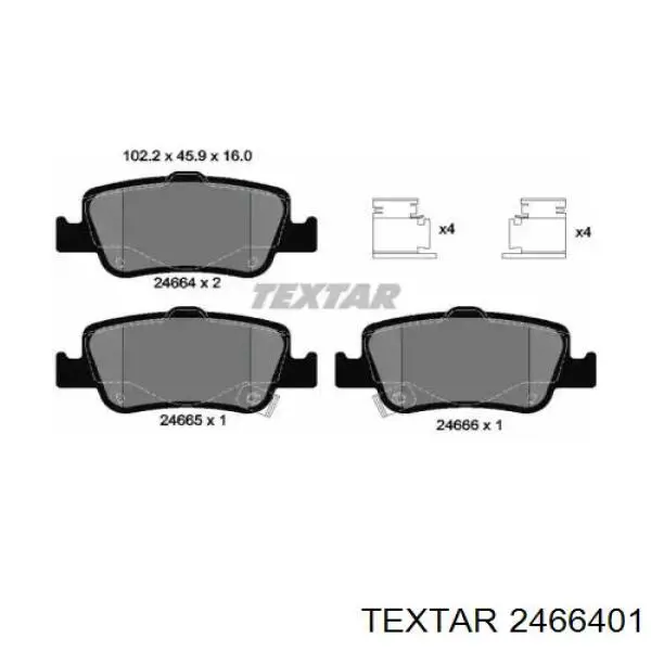 Купить 2466401 Textar Колодки тормозные задние, дисковые