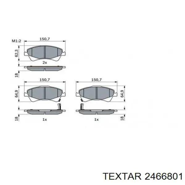 Передние тормозные колодки 2466801 Textar
