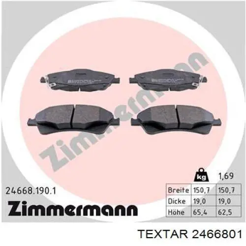 Купить 2466801 Textar Колодки тормозные
