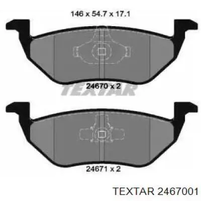 Задние тормозные колодки 2467001 Textar