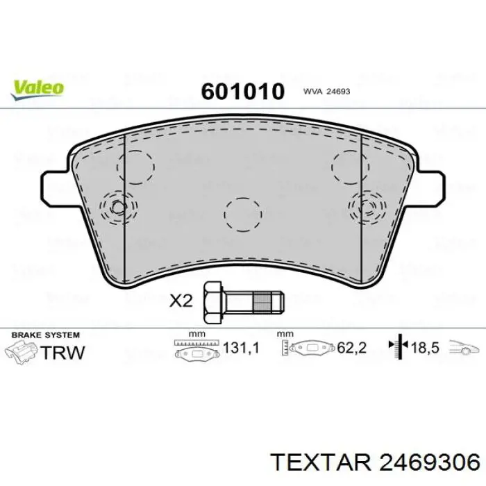 Тормозные колодки Textar 2469306