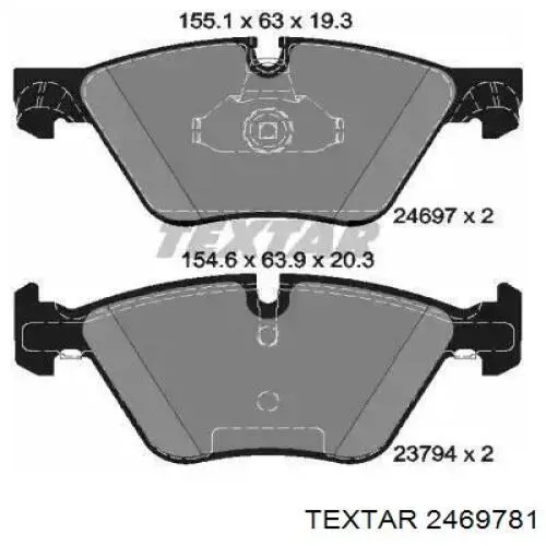 Передние тормозные колодки 2469781 Textar