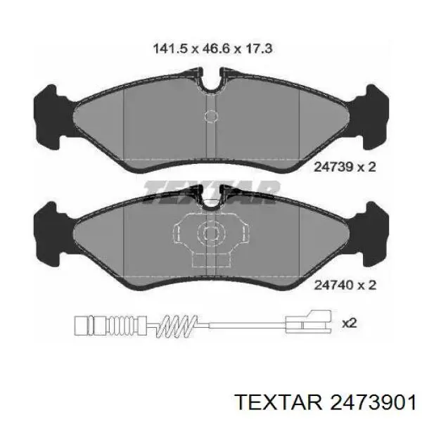 Задние тормозные колодки 2473901 Textar